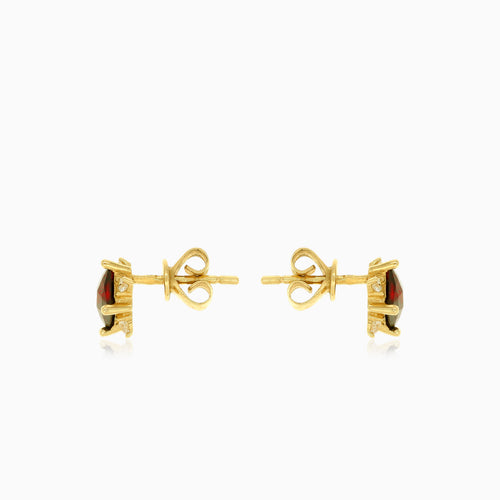 Pendientes de botón con granate y circonita cúbica