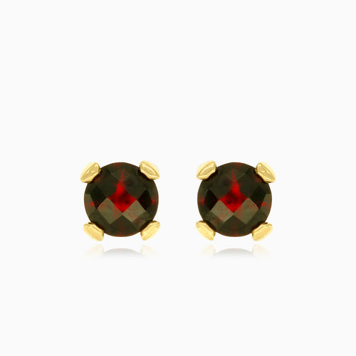 Round garnet gold studs