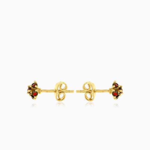 Stylové granátové náušnice ze 14kt zlata