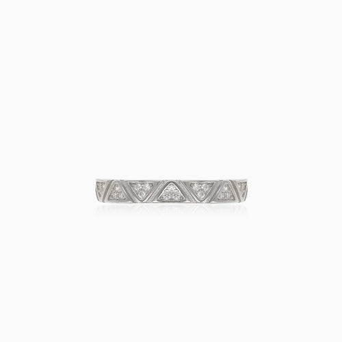 Bague femme en argent avec zirconia cubique en forme de triangles