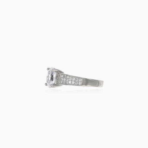 Bague femme en argent avec taille ronde et ovale