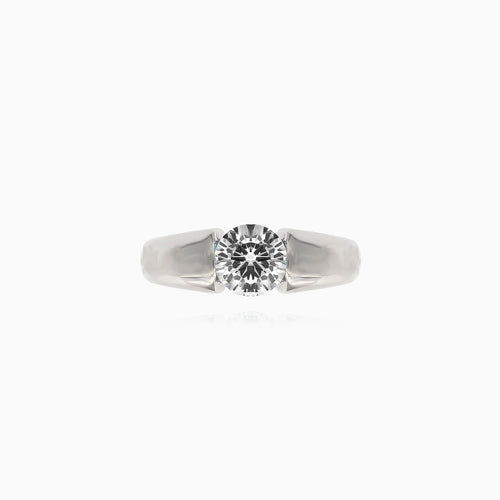 Bague solitaire femme zircon cubique rond