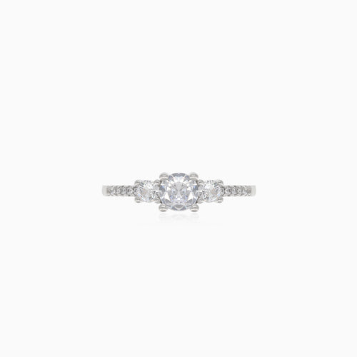 Stylish silver cubic zirconia ring