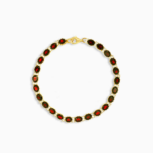 Bracelet en grenat et zirconium cubique avec garnet ovale