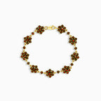 Květinový granátový zlatý náramek