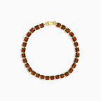 Pulsera de granate de oro con corte princesa cuadrado
