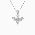 Silver bee pendant with cubic zirconia