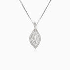 Silver leaf pendant with cubic zirconia