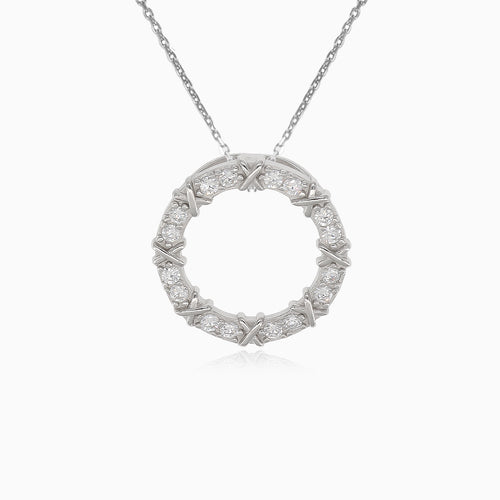 Silver pendant circle with cubic zirconia