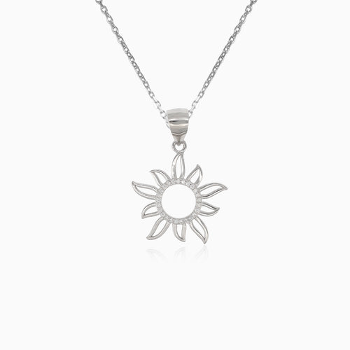 Pendentif soleil en argent avec zirconiums cubic