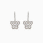 Boucles d’oreilles pendantes en argent avec papillon