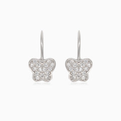 Boucles d’oreilles pendantes en argent avec papillon