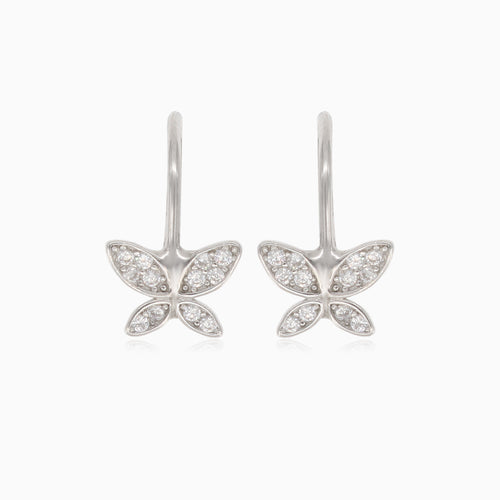 Boucles d’oreilles pendantes en argent avec papillons