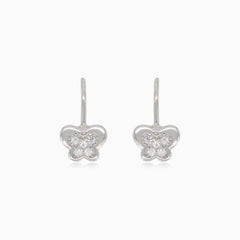 Stříbrné visací náušnice s motýlem