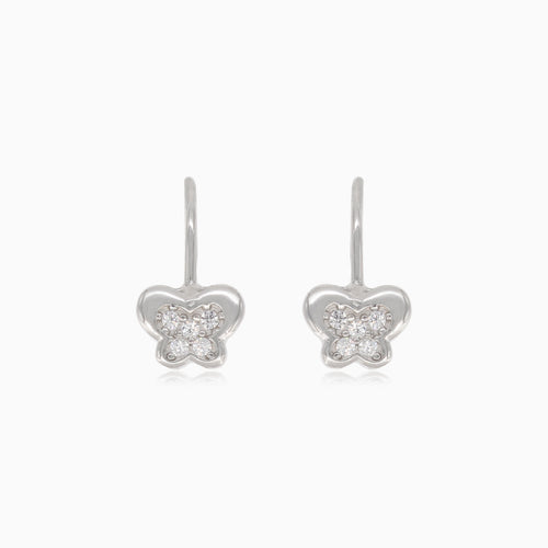 Boucles d’oreilles pendantes en argent avec papillon