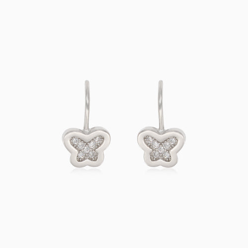 Boucles d’oreilles pendantes en argent avec papillon et zirconiums cubiques