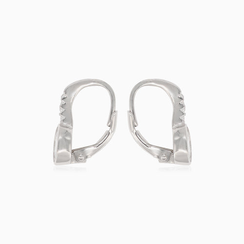 Silver drop earring with oval cubic zirconia