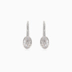 Silver drop earring with oval cubic zirconia