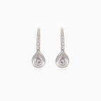 Silver drop earrings with pear-cut cubic zirconia