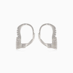 Silver drop earring with pear-cut and round-cut cubic zirconia