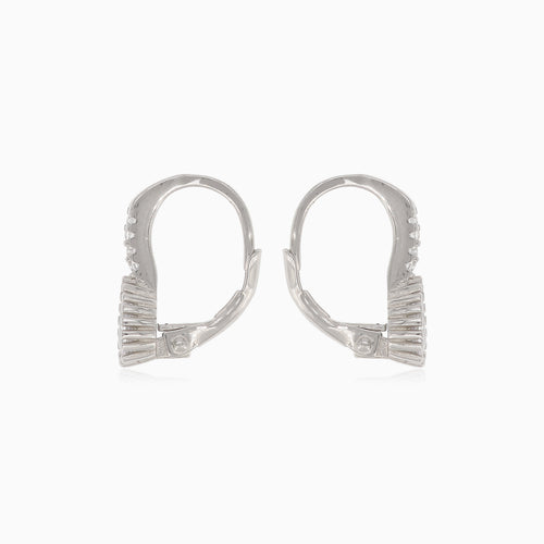 Silver drop earring with pear-cut and round-cut cubic zirconia