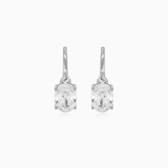 Stříbrné náušnice s oválnými a kulatými zirkony