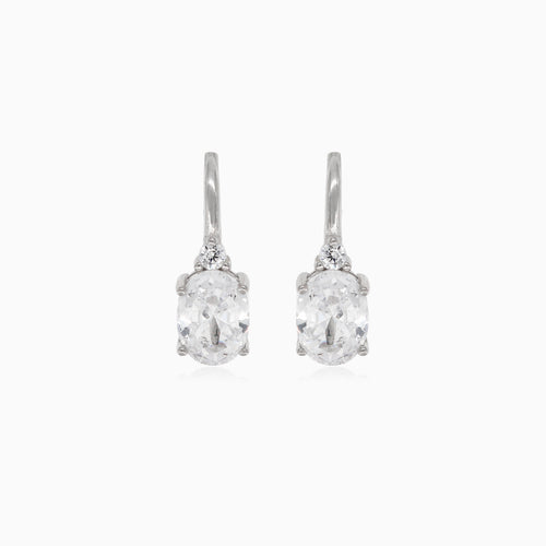 Silberne Ohrhänger mit ovalen und runden Zirkonia