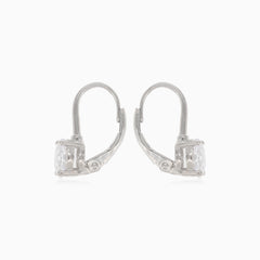 Silver drop earrings with round cubic zirconia