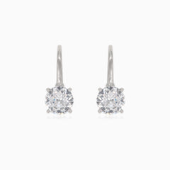 Silver drop earrings with round cubic zirconia