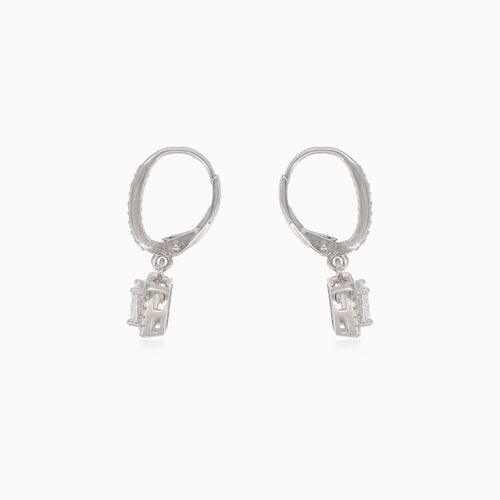 Pendientes colgantes de plata con circonios cúbicos cuadrados
