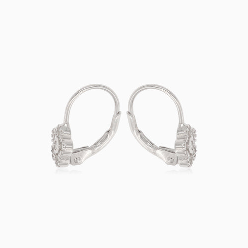 Stříbrné náušnice s kubickou zirkonovou květinou