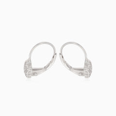 Pendientes colgantes de plata en forma de flor con pequeños circonios cúbicos