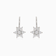 Silver cubic zirconia star drop earrings