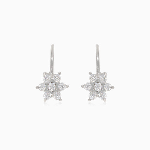 Silver cubic zirconia star drop earrings