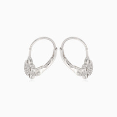 Pendientes de plata con flores adorables y circonita cúbica
