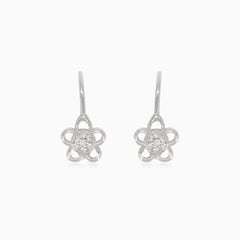 Pendientes de plata con flores adorables y circonita cúbica