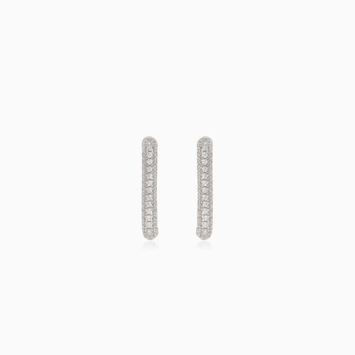 Stříbrné obdélníkové náušnice s kubickými zirkony