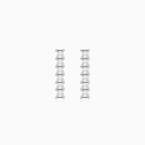 Silver circles stud earrings with cubic zirconia