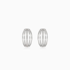 Stříbrné náušnice s proužky zirknů