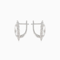 Stříbrné náušnice s oválným křišťálem