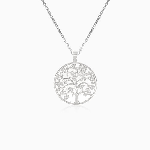 Grand pendentif arbre de vie en argent avec zircon cubique