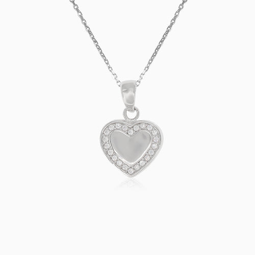 Colgante de plata con corazón completo de circonita cúbica