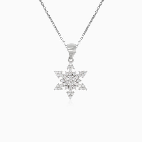 Pendentif en argent flocon de neige en zircon cubique