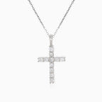 Silver pendant cross of round cubic zirconia