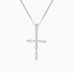 Silver pendant cross with marquise cubic zirconia