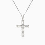 Pendentif en argent croix avec zircons rectangulaires