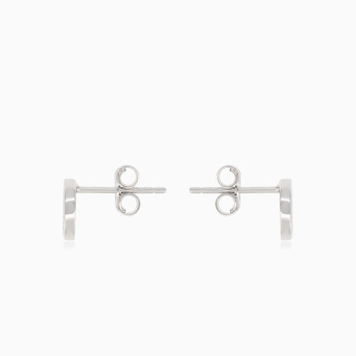 Silver round earrings with surrounding cubic zirconia