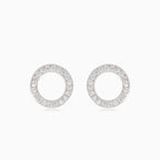 Boucles d’oreilles puces cercle en argent avec zircons cubiques