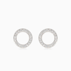 Boucles d’oreilles puces cercle en argent avec zircons cubiques