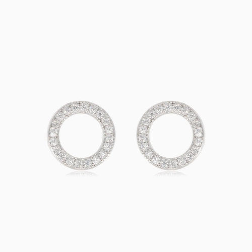 Boucles d’oreilles puces cercle en argent avec zircons cubiques